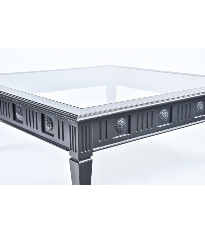 Table basse ici avec l'option dalle de verre en gris anthracite