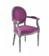 Fauteuil Louis XVI finition gris souris velours pivoine