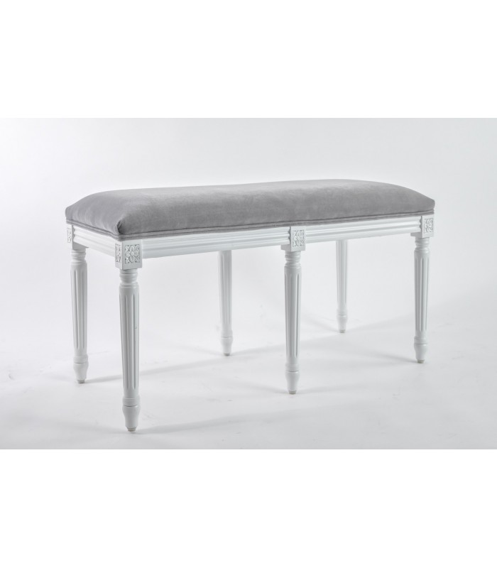 Dimension 92x41x49 - 6 pieds finition blanchie - velours gris souris