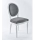 chaise en finition blanchie légèrement cassé et velours gris souris