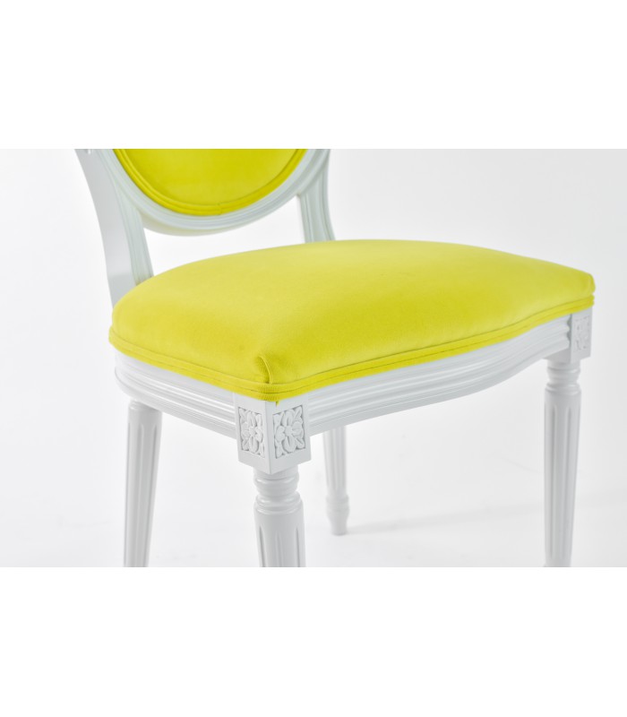 Chaise Louis XVI finition blanchie - velours Lemon