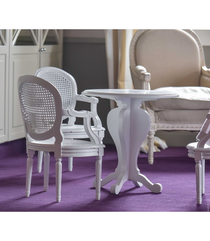 Guéridon Gustave enfant  en bois laqué ici en blanc